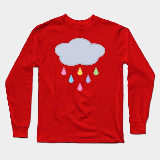 Raining Rainbow Raindrop Rain Cloud in Pink Long Sleeve T-Shirt by Kelly Gigi